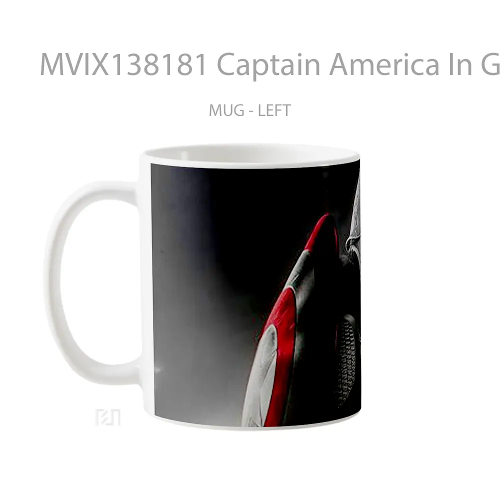 Mug Captain America In Grey Scale And Red Gelas Superhero - All-side / Desain