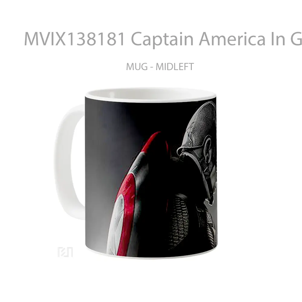 Mug Captain America In Grey Scale And Red Gelas Superhero - All-side / Desain
