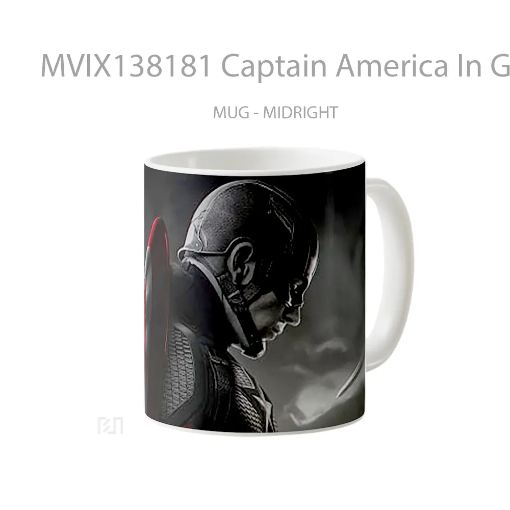 Mug Captain America In Grey Scale And Red Gelas Superhero - All-side / Desain