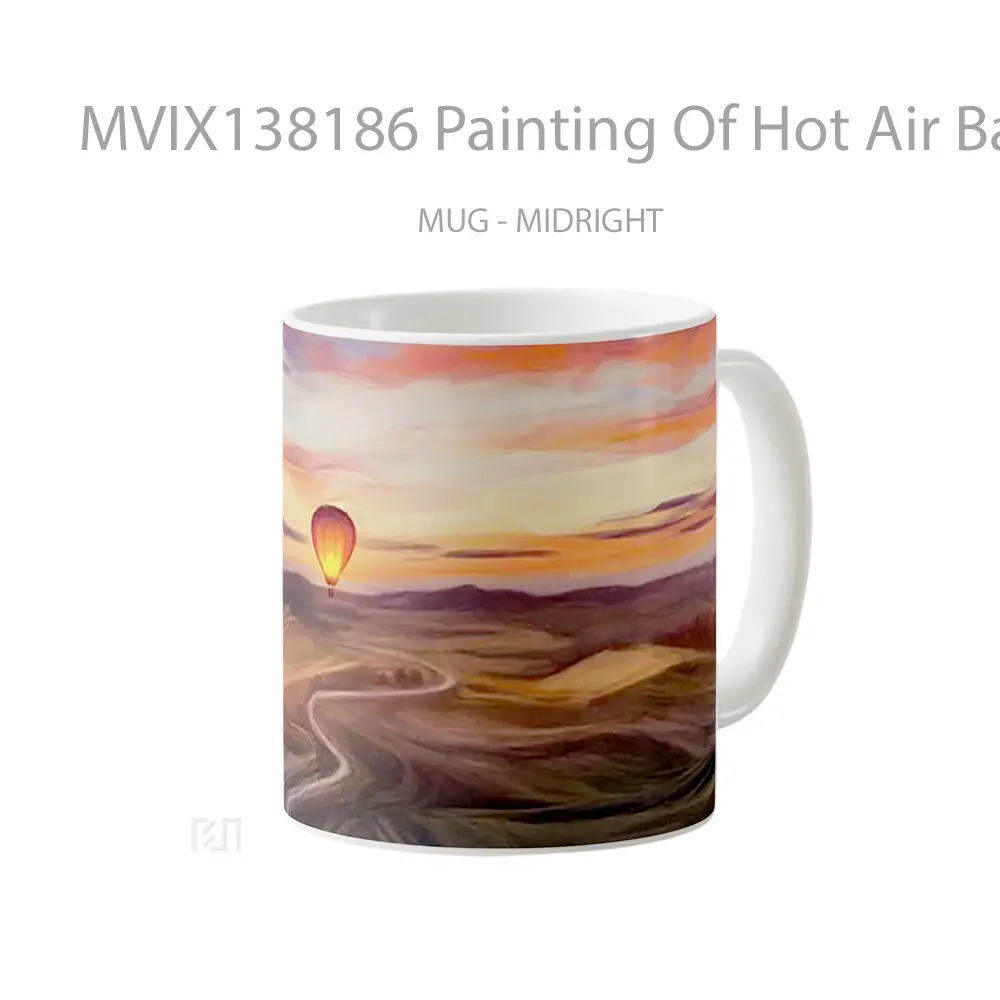 Mug Painting Of Hot Air Balloons Gelas Seni Modern - All-side / Desain