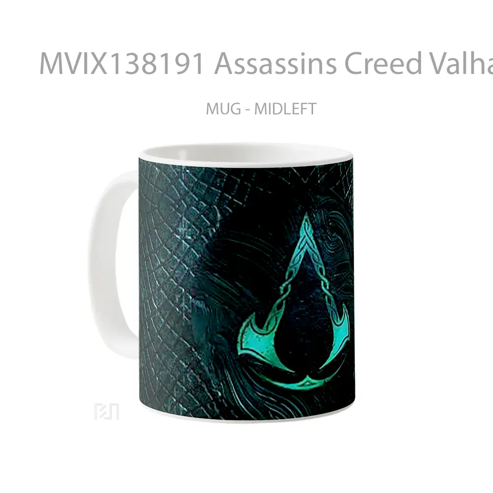 Mug Assassins Creed Valhalla Logo Cangkir Gamer - All-side / Desain