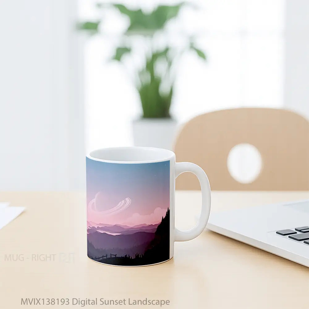 Mug Digital Sunset Landscape Gelas Pemandangan Alam - All-side / Desain