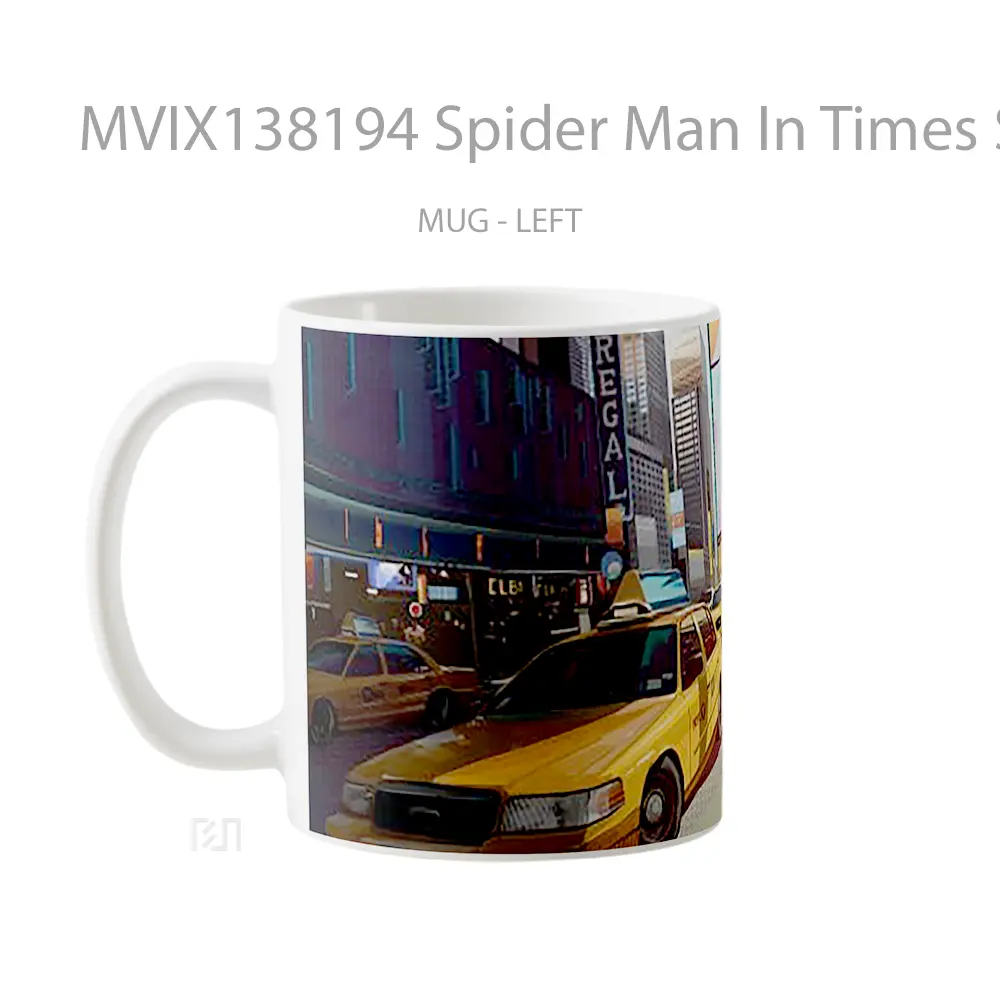 Mug Spider Man In Times Square Gelas Superhero - All-side / Desain