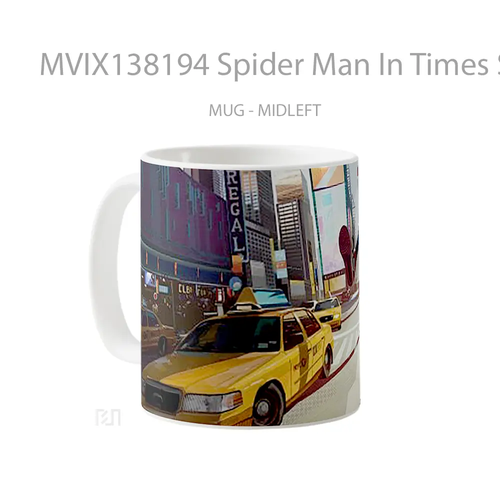 Mug Spider Man In Times Square Gelas Superhero - All-side / Desain