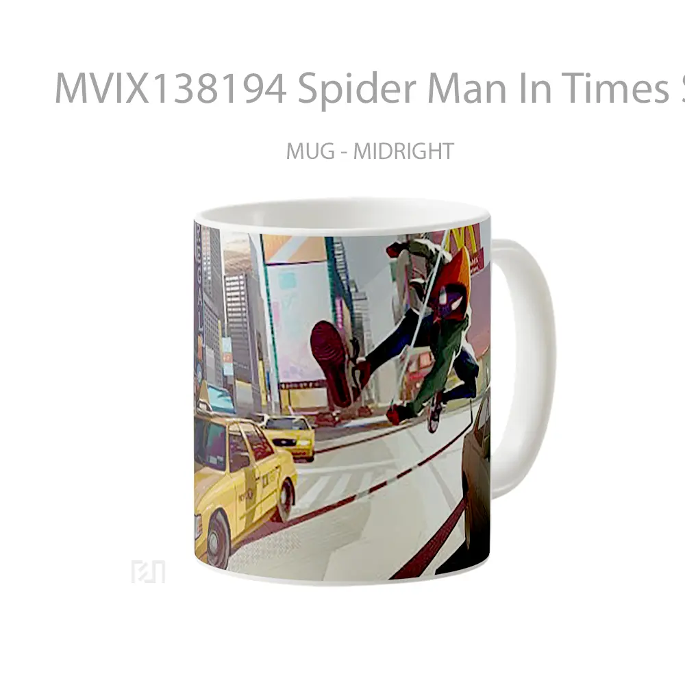 Mug Spider Man In Times Square Gelas Superhero - All-side / Desain