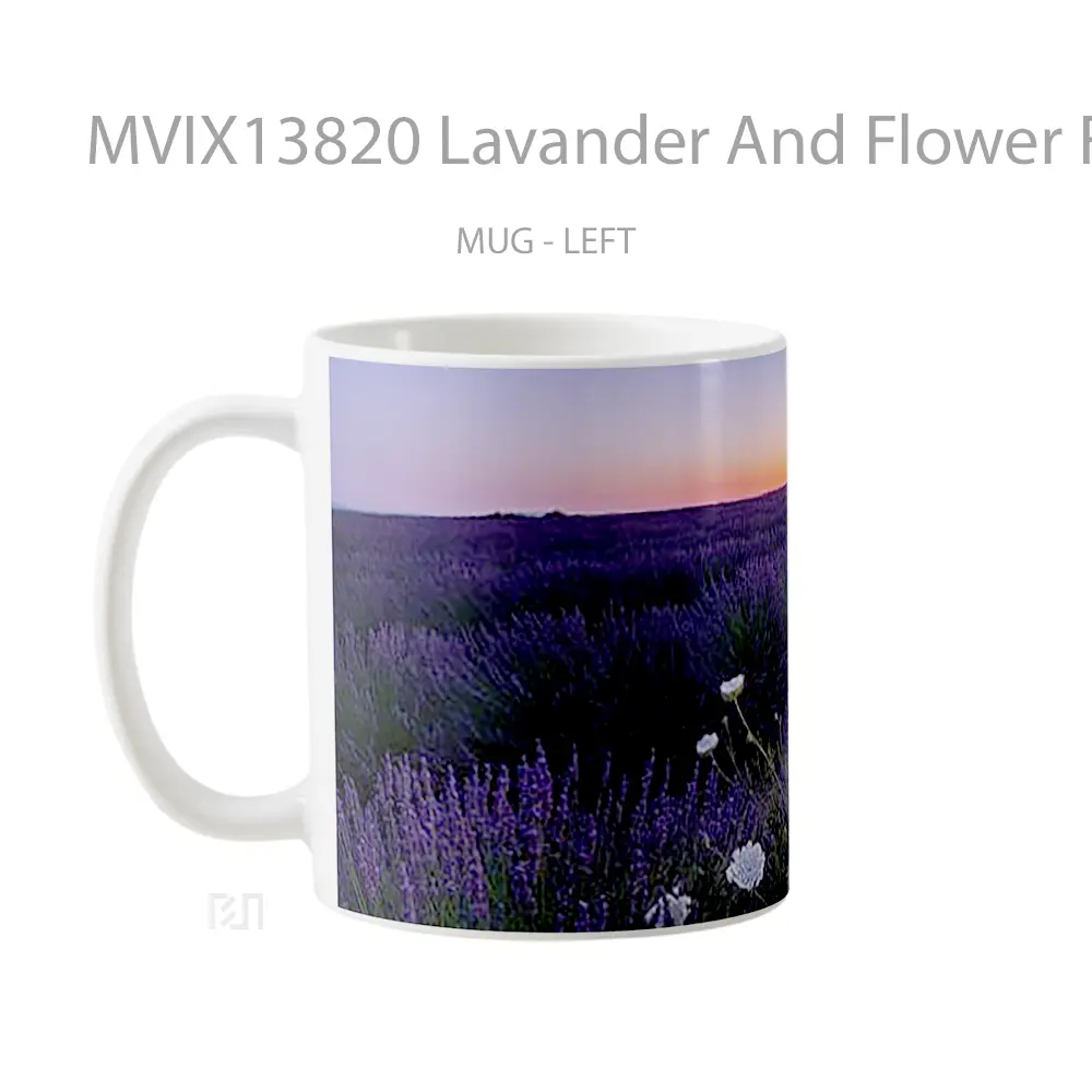 Mug Lavander And Flower Field At Sunset Gelas Pemandangan Alam - All-side / Desain