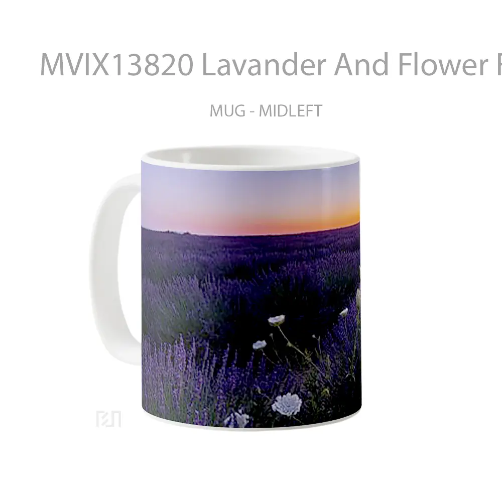 Mug Lavander And Flower Field At Sunset Gelas Pemandangan Alam - All-side / Desain