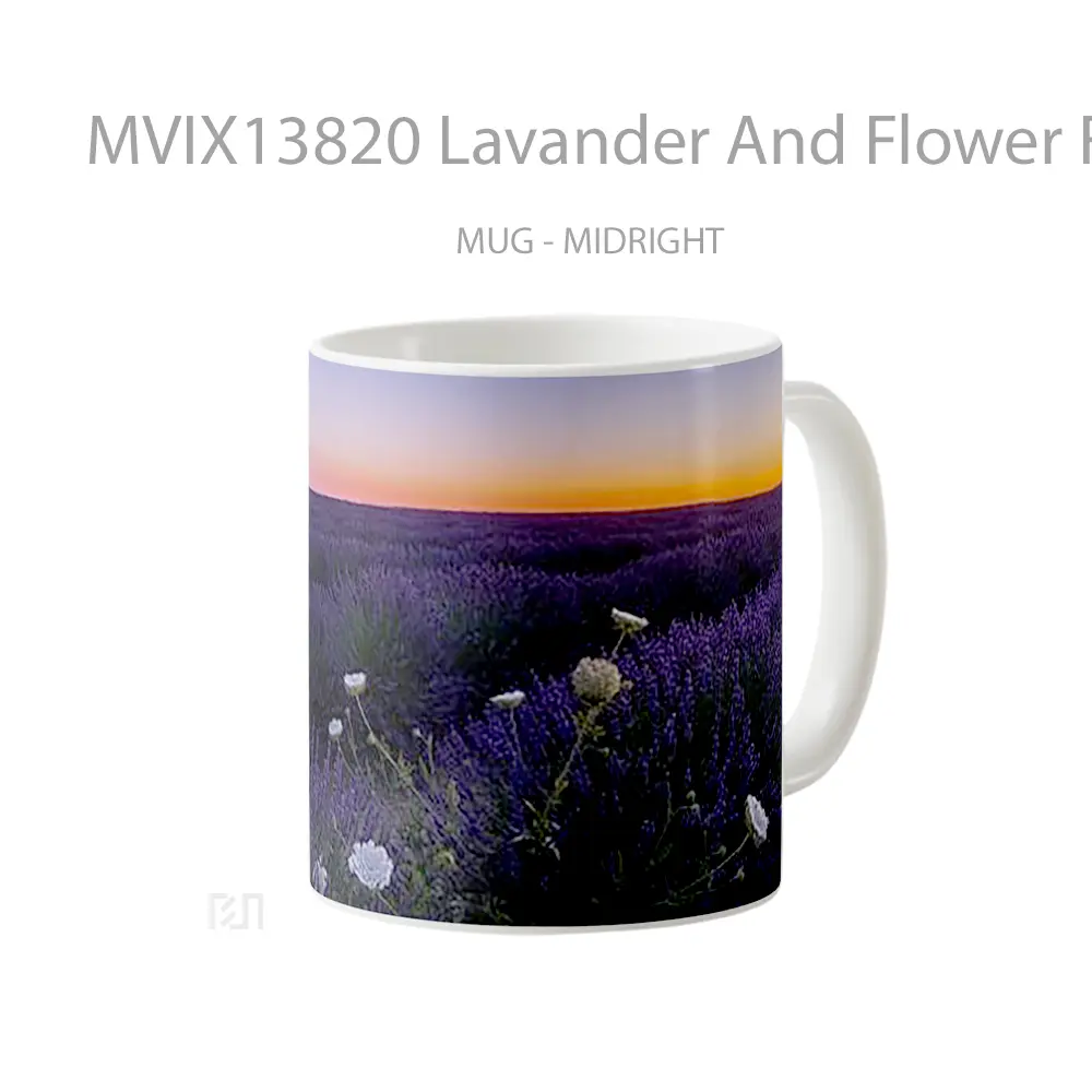 Mug Lavander And Flower Field At Sunset Gelas Pemandangan Alam - All-side / Desain