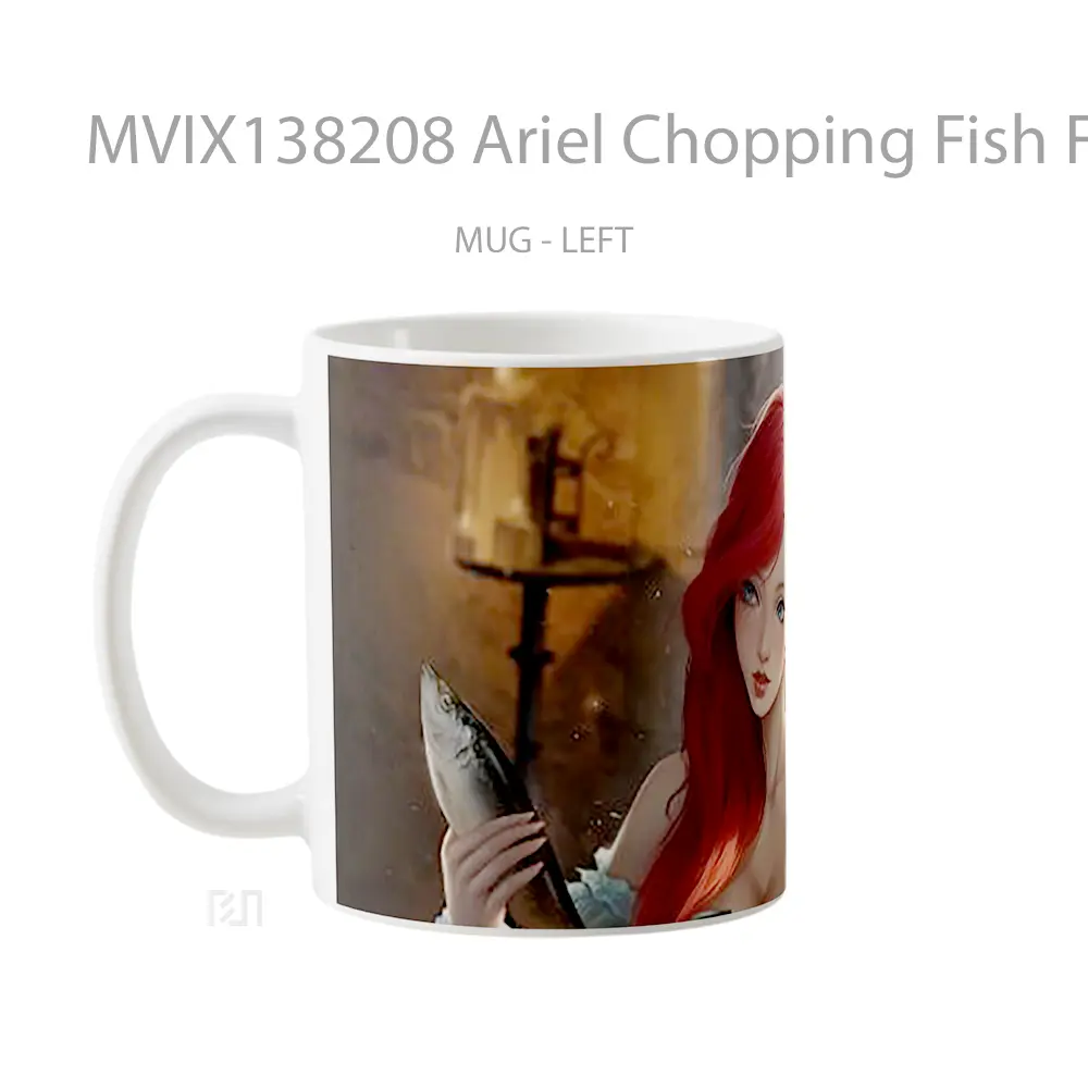 Mug Ariel Chopping Fish Fanart Gelas Hewan Lucu - All-side / Desain