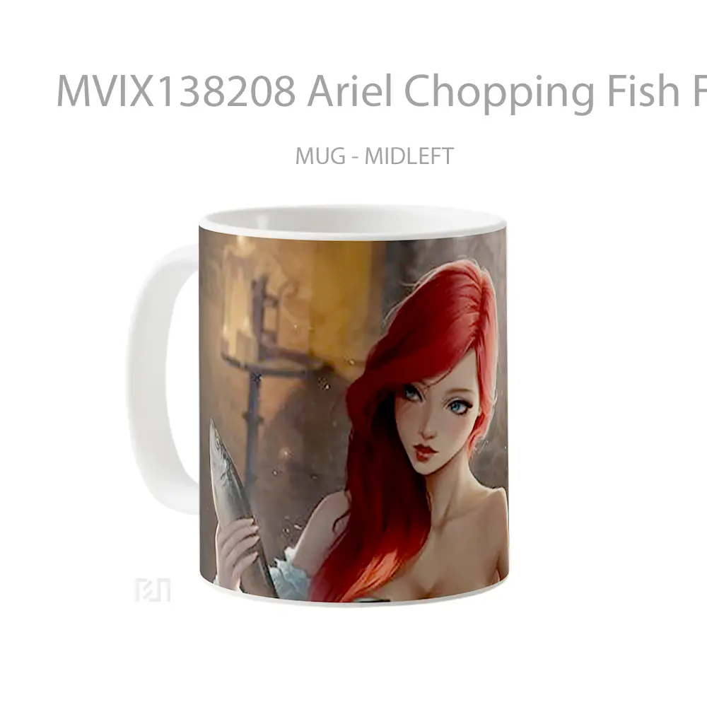 Mug Ariel Chopping Fish Fanart Gelas Hewan Lucu - All-side / Desain