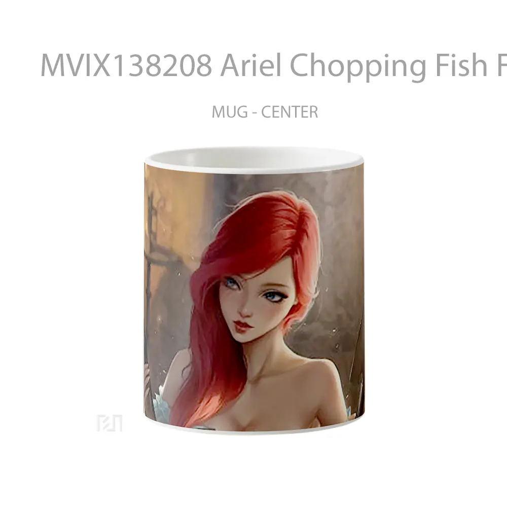 Mug Ariel Chopping Fish Fanart Gelas Hewan Lucu