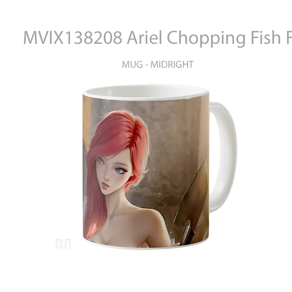 Mug Ariel Chopping Fish Fanart Gelas Hewan Lucu - All-side / Desain