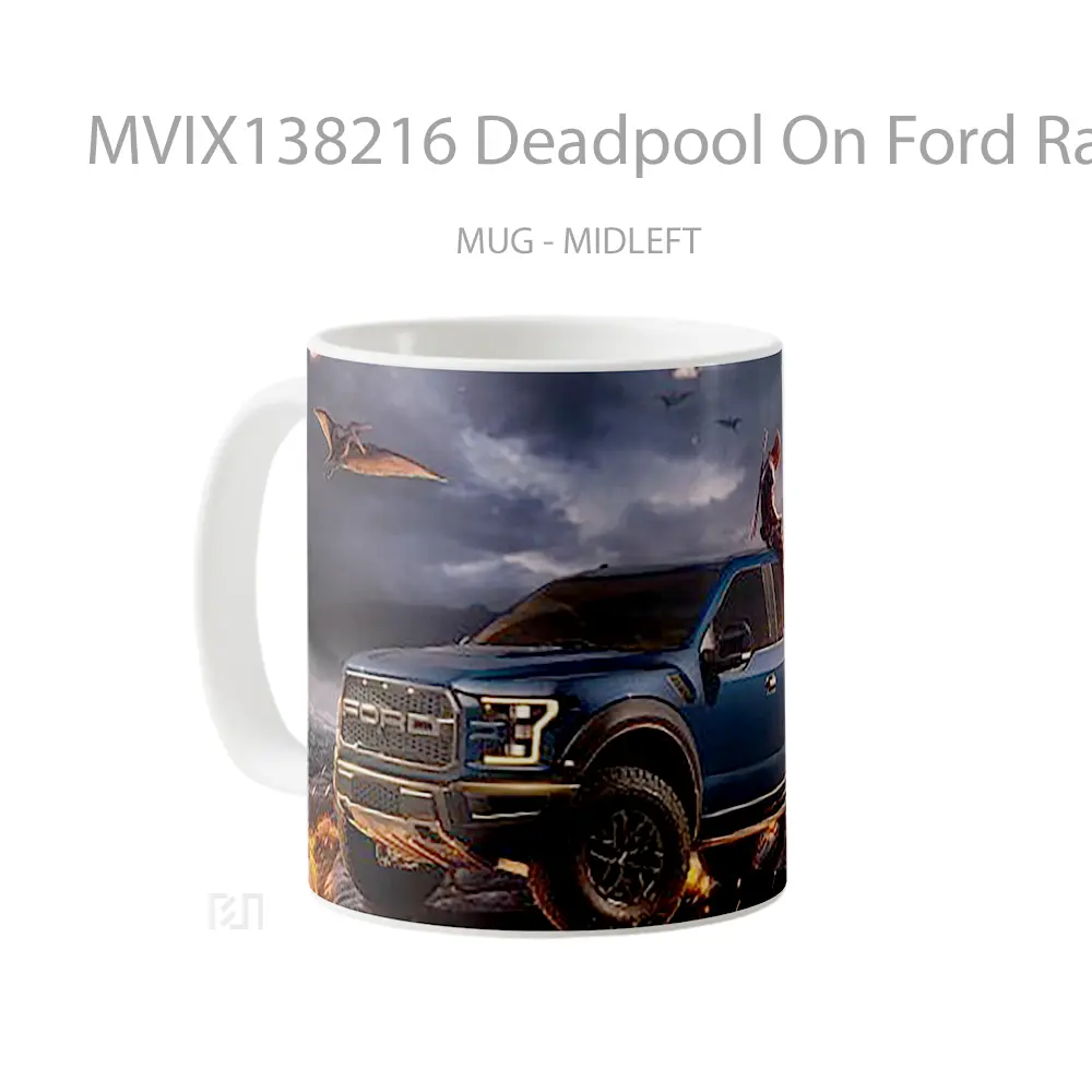 Mug Deadpool On Ford Raptor Gelas Superhero - All-side / Desain