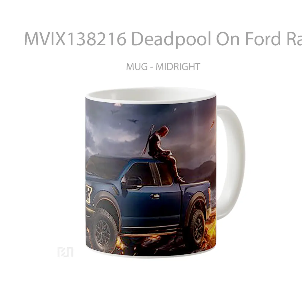 Mug Deadpool On Ford Raptor Gelas Superhero - All-side / Desain