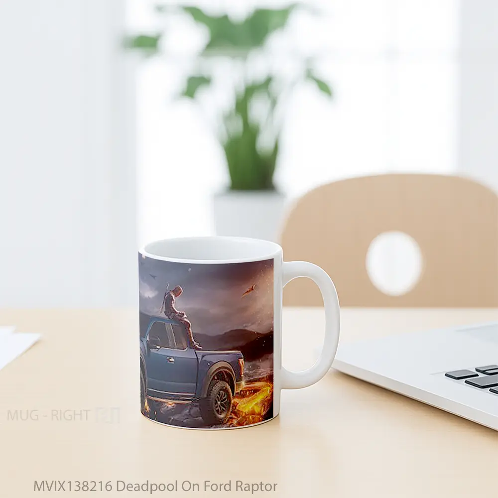Mug Deadpool On Ford Raptor Gelas Superhero - All-side / Desain