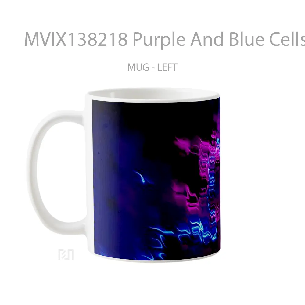 Mug Purple And Blue Cells Gelas Keramik Unik - All-side / Desain
