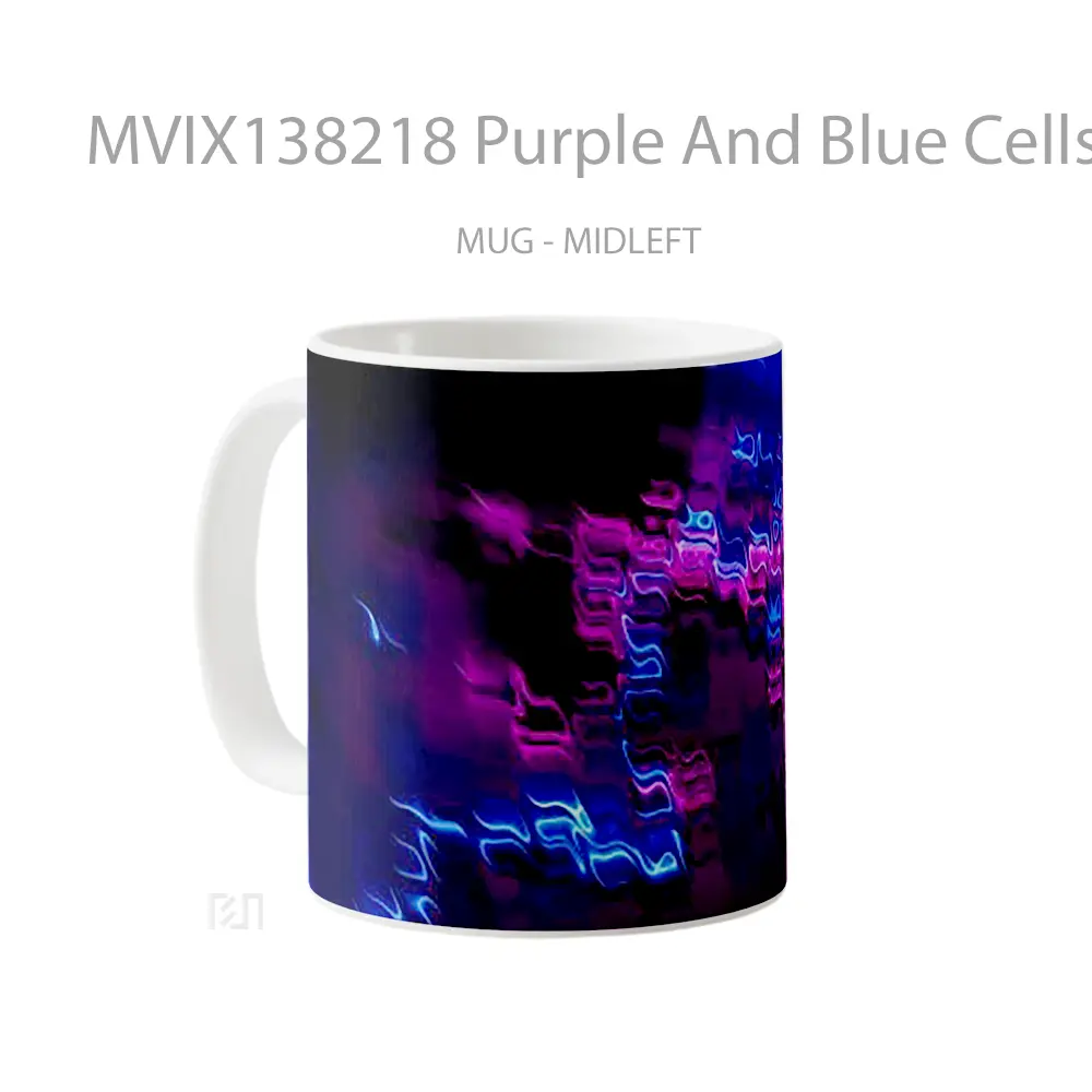 Mug Purple And Blue Cells Gelas Keramik Unik - All-side / Desain