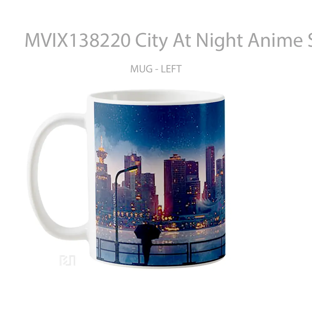 Mug City At Night Anime Style Cangkir Anime - All-side / Desain
