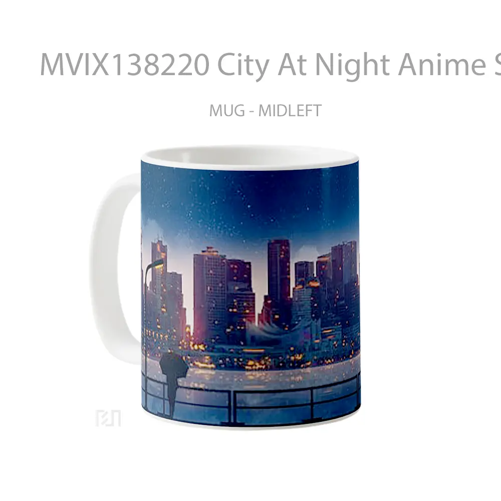 Mug City At Night Anime Style Cangkir Anime - All-side / Desain