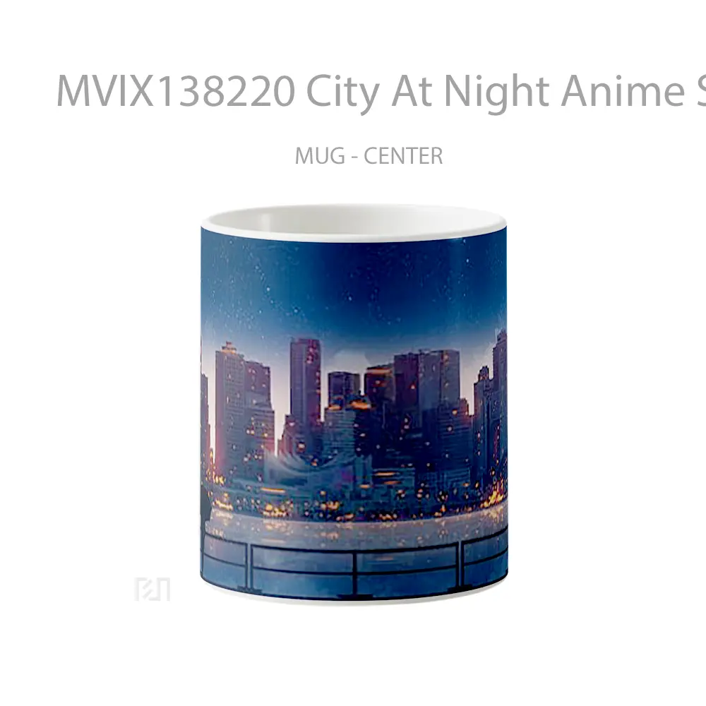Mug City At Night Anime Style Cangkir Anime