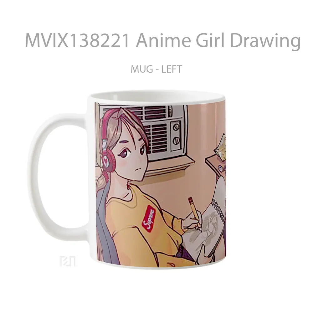 Mug Anime Girl Drawing Cangkir Anime - All-side / Desain