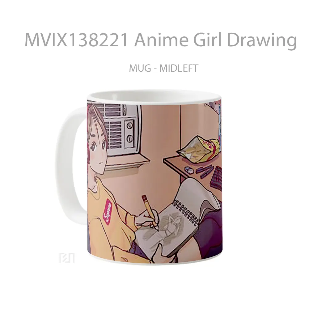 Mug Anime Girl Drawing Cangkir Anime - All-side / Desain