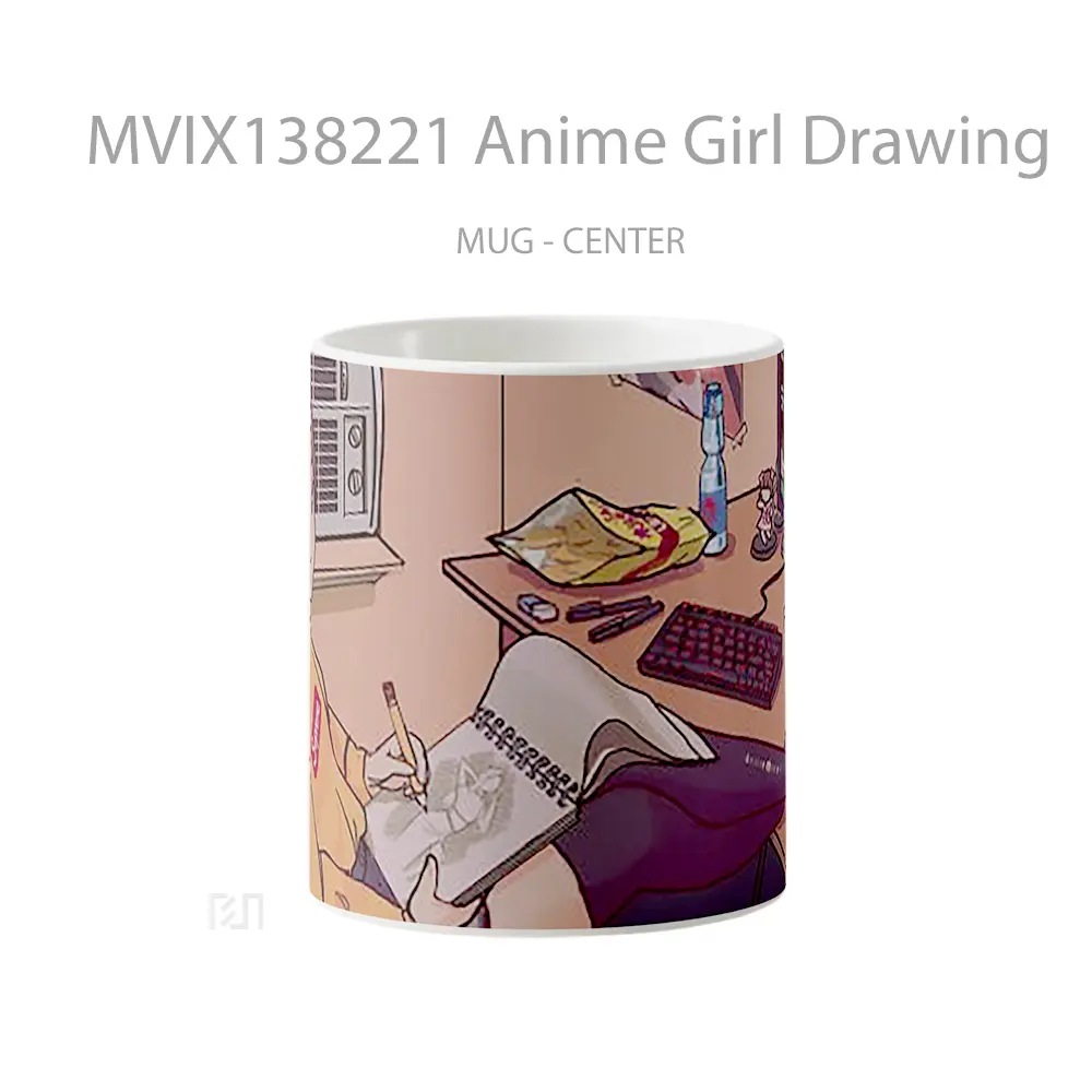 Mug Anime Girl Drawing Cangkir Anime