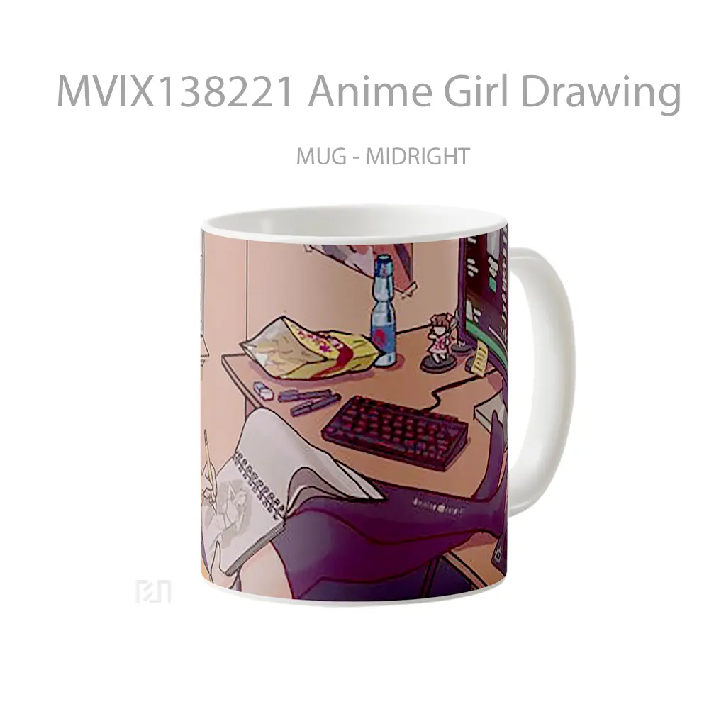 Mug Anime Girl Drawing Cangkir Anime - All-side / Desain
