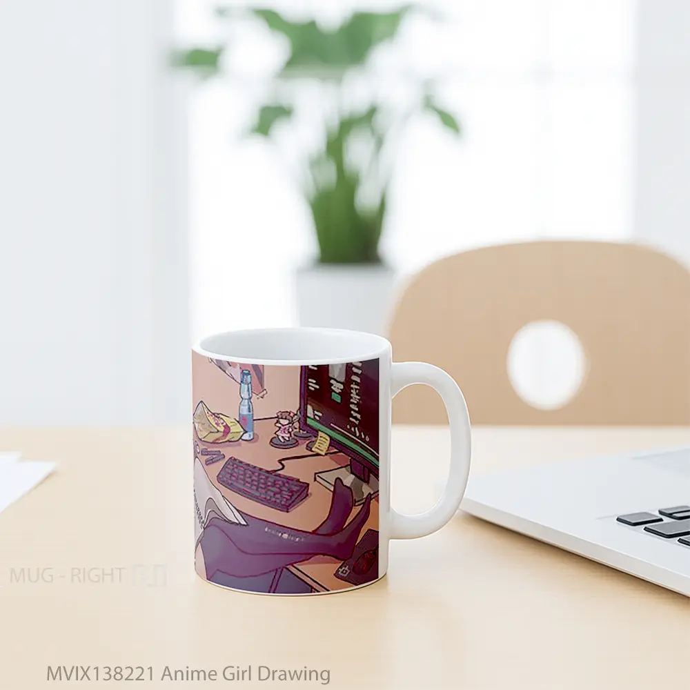 Mug Anime Girl Drawing Cangkir Anime - All-side / Desain