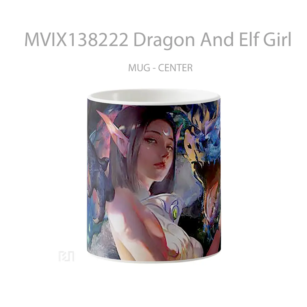 Mug Dragon And Elf Girl Gelas Fantasi