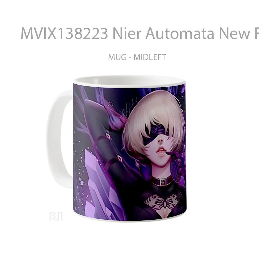 Mug Nier Automata New Fanart Cangkir Gamer - All-side / Desain