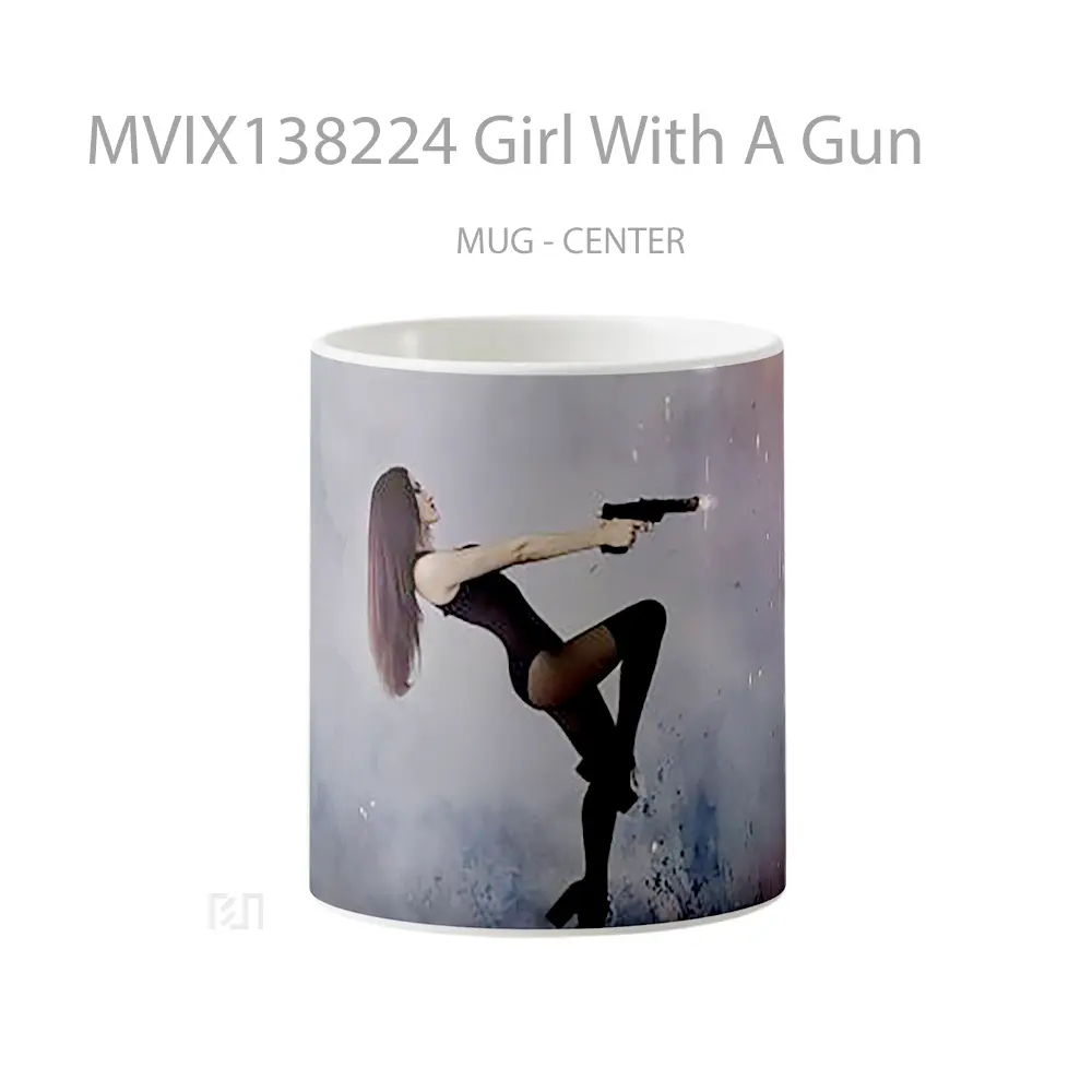 Mug Girl With A Gun Gelas Keramik Unik