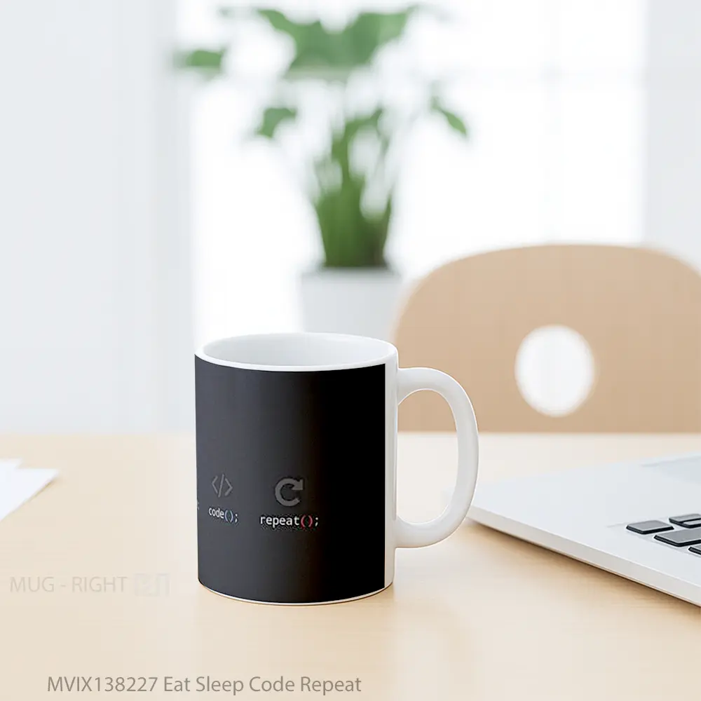 Mug Eat Sleep Code Repeat Gelas Keramik Unik - All-side / Desain