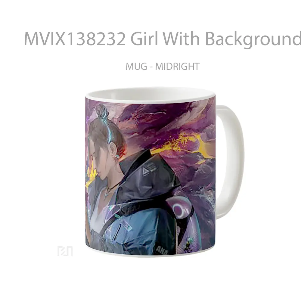Mug Girl With Background In Fusion Of Colors Gelas Keramik Unik - All-side / Desain