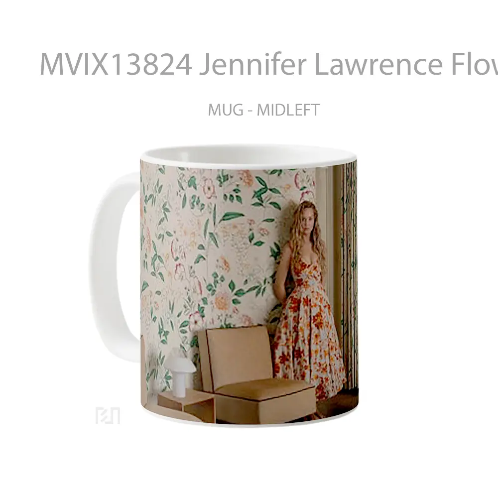 Mug Jennifer Lawrence Flowered Dress Gelas Keramik Unik - All-side / Desain