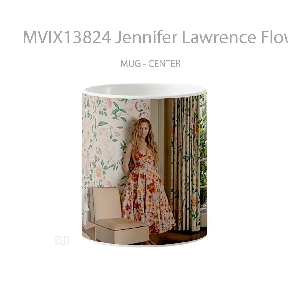 Mug Jennifer Lawrence Flowered Dress Gelas Keramik Unik