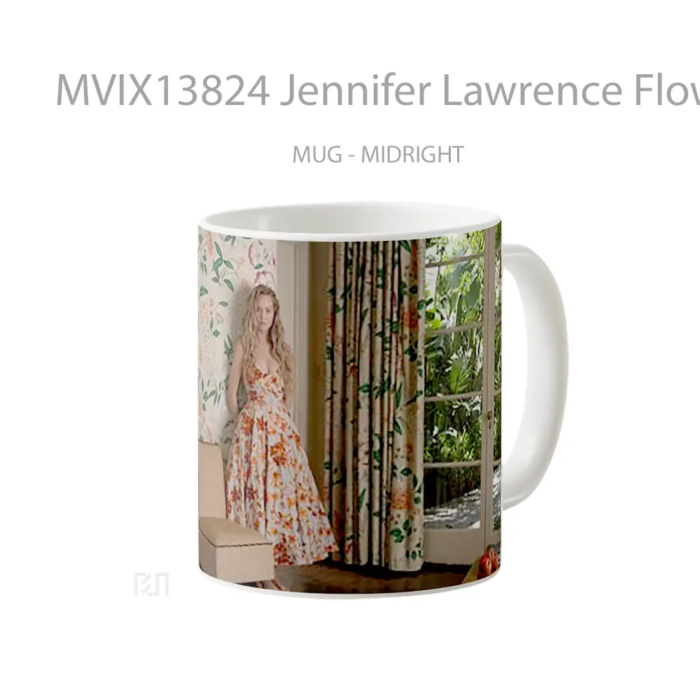 Mug Jennifer Lawrence Flowered Dress Gelas Keramik Unik - All-side / Desain