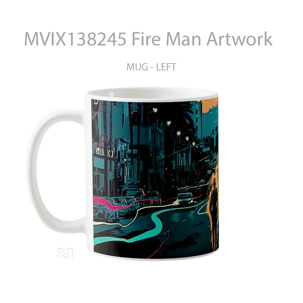 Mug Fire Man Artwork Gelas Seni Modern - All-side / Desain