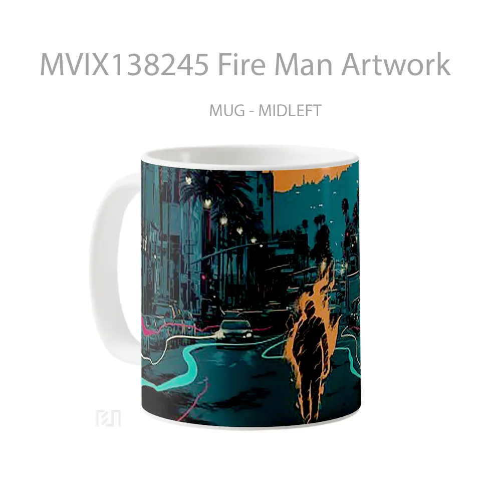 Mug Fire Man Artwork Gelas Seni Modern - All-side / Desain