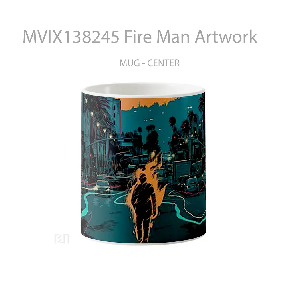 Mug Fire Man Artwork Gelas Seni Modern