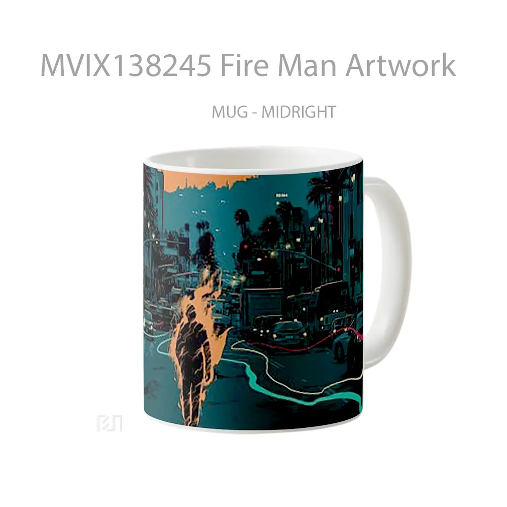 Mug Fire Man Artwork Gelas Seni Modern - All-side / Desain