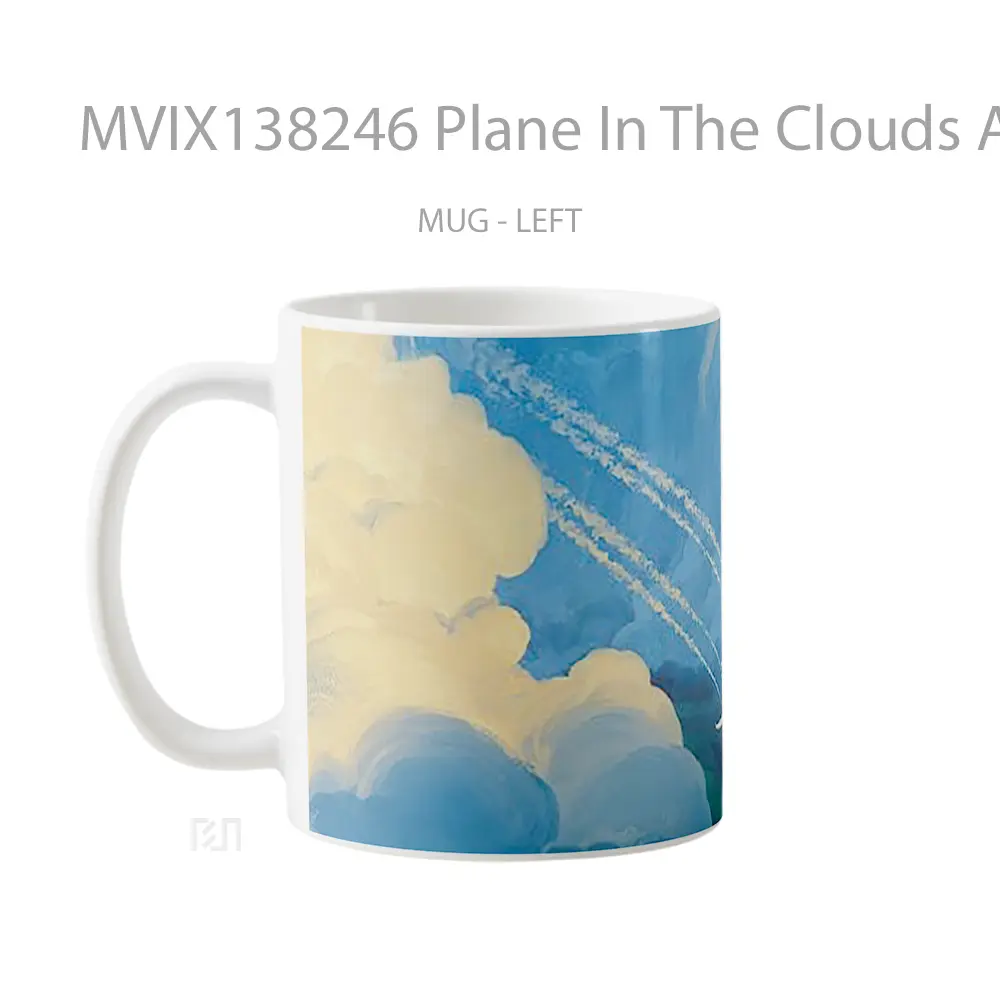 Mug Plane In The Clouds Artwork Gelas Pemandangan Alam - All-side / Desain