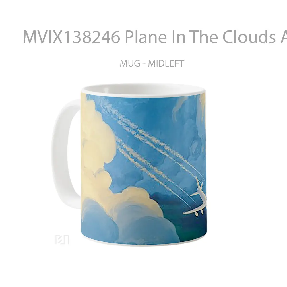 Mug Plane In The Clouds Artwork Gelas Pemandangan Alam - All-side / Desain