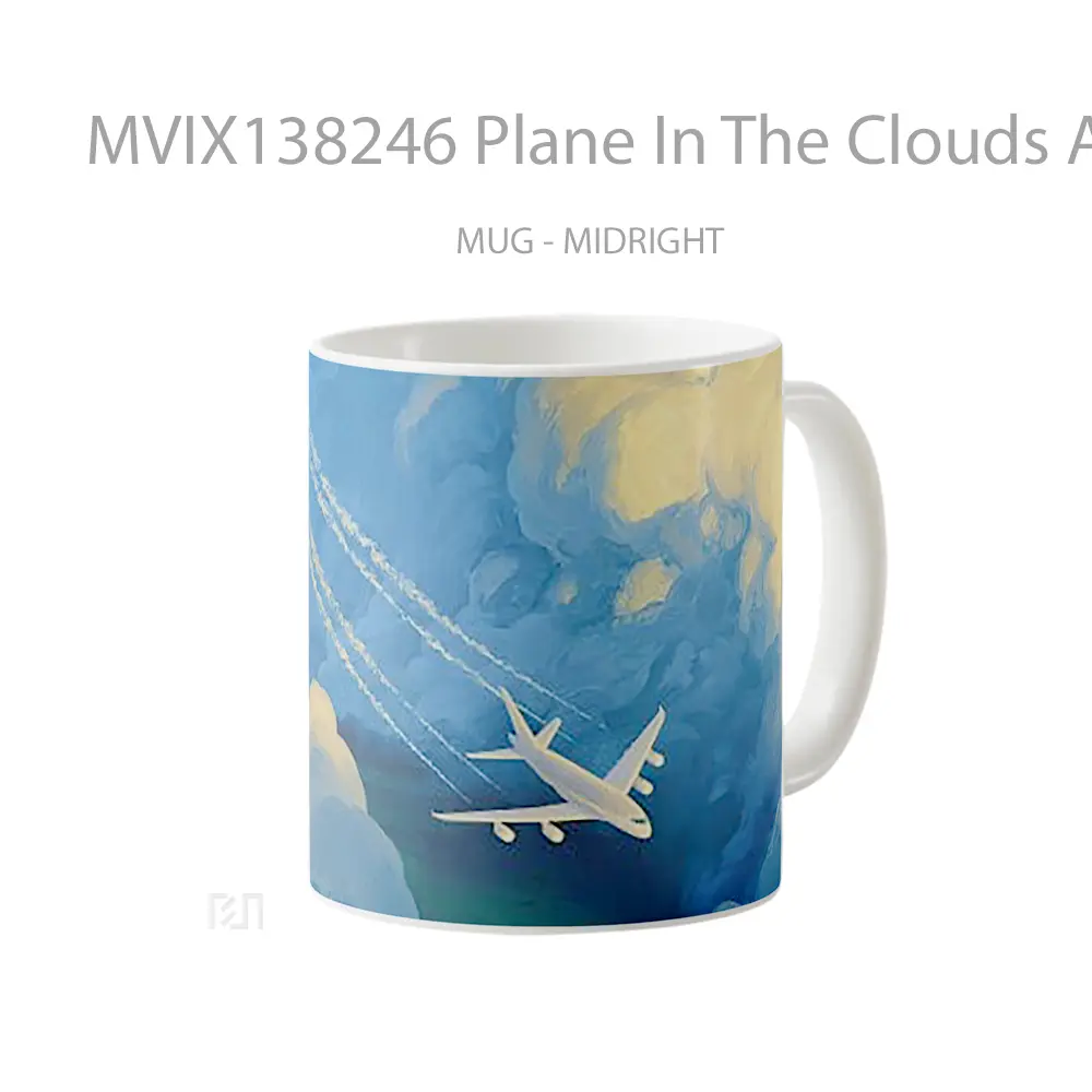 Mug Plane In The Clouds Artwork Gelas Pemandangan Alam - All-side / Desain