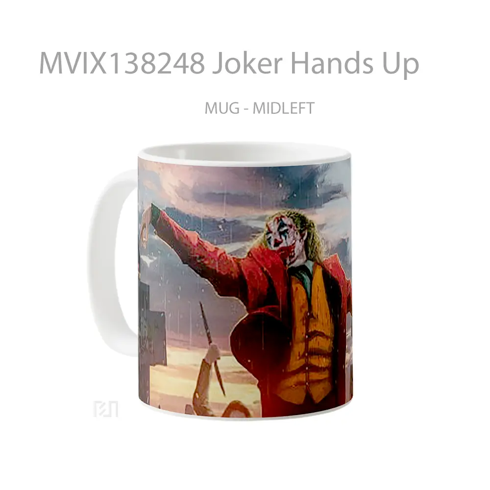 Mug Joker Hands Up Gelas Superhero - All-side / Desain