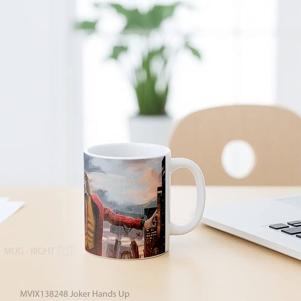 Mug Joker Hands Up Gelas Superhero - All-side / Desain