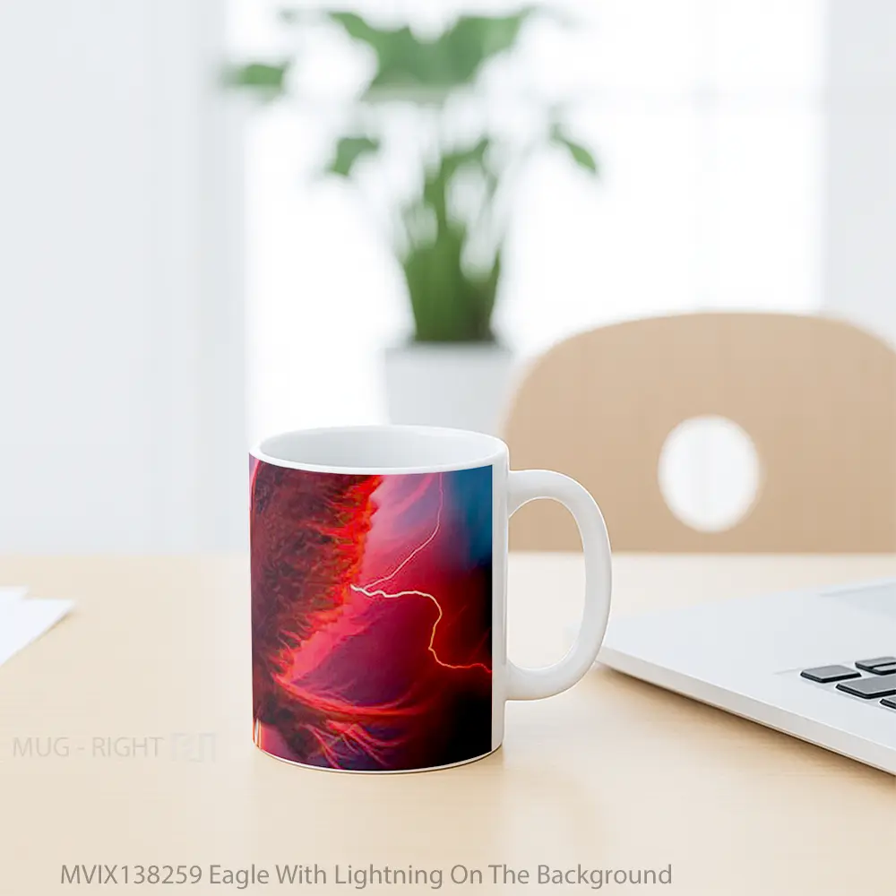 Mug Eagle With Lightning On The Background Gelas Hewan Lucu - All-side / Desain