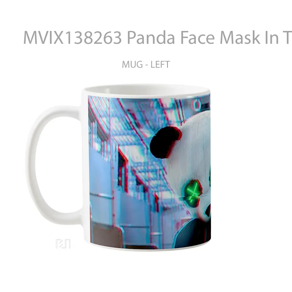 Mug Panda Face Mask In Train Gelas Hewan Lucu - All-side / Desain