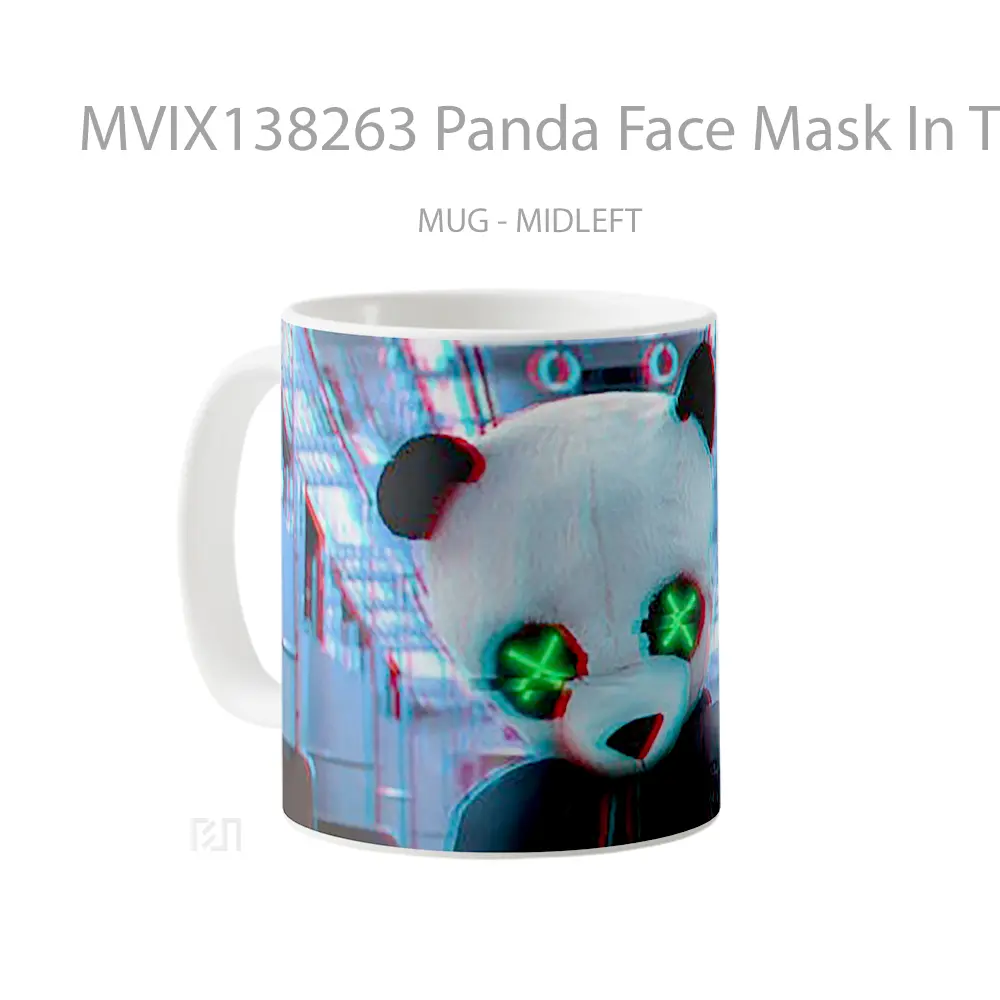 Mug Panda Face Mask In Train Gelas Hewan Lucu - All-side / Desain