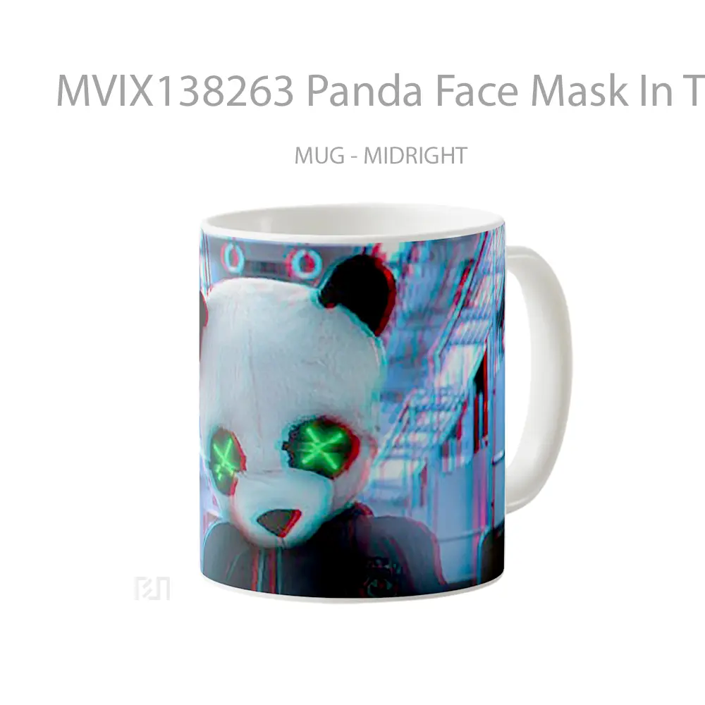Mug Panda Face Mask In Train Gelas Hewan Lucu - All-side / Desain